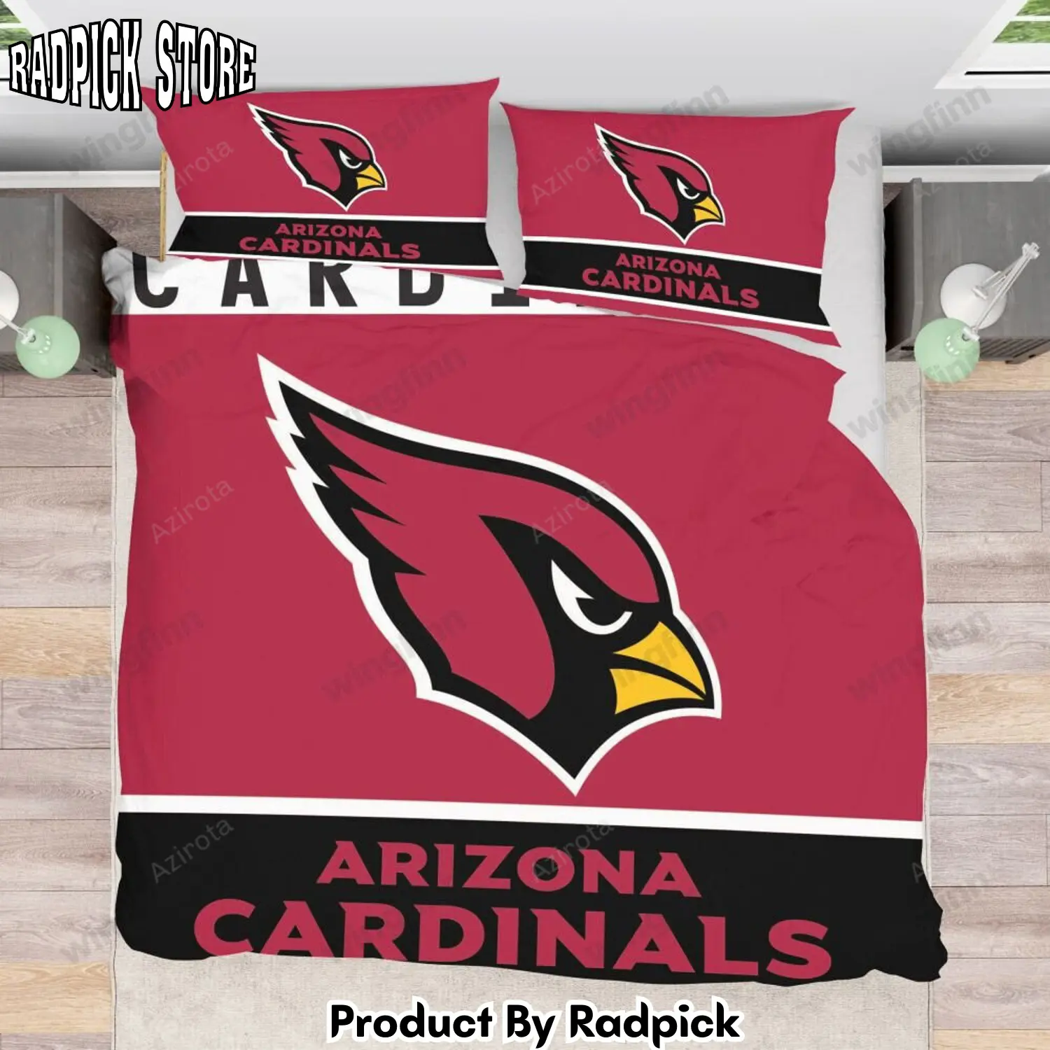Radpick arizona cardinals 3pcs bedding set duvet cover and pillow cases 1481 rp3278711